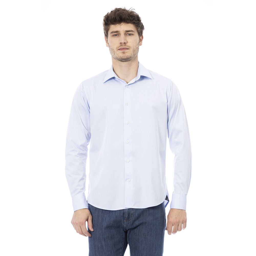 Light Blue Cotton Men Shirt - SEHABRANDS