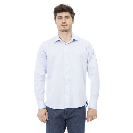 Light Blue Cotton Men Shirt - SEHABRANDS