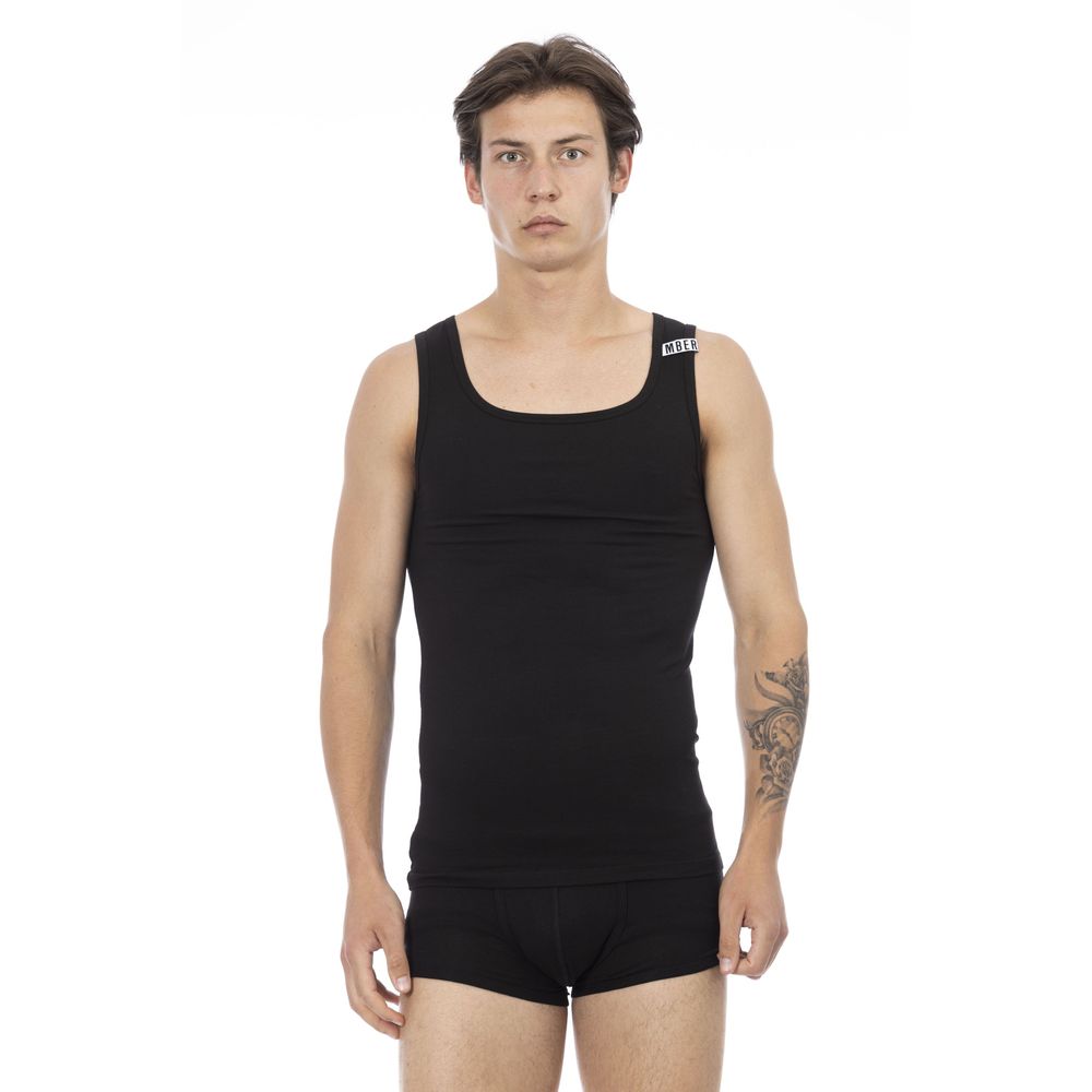 Black Cotton Men Tank Top - SEHABRANDS