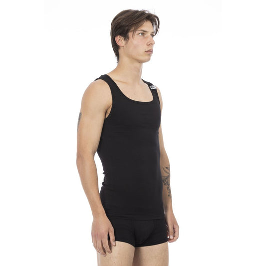 Black Cotton Men Tank Top - SEHABRANDS