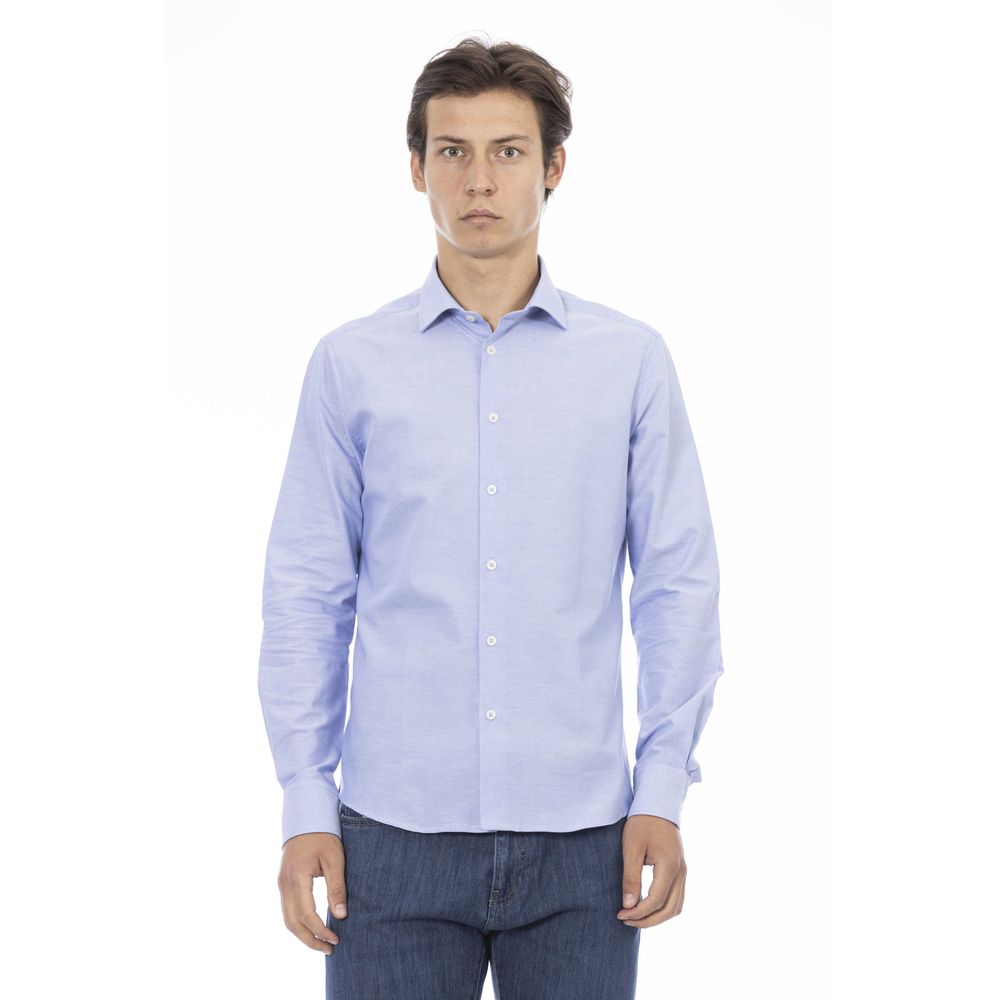 Light Blue Cotton Men Shirt - SEHABRANDS