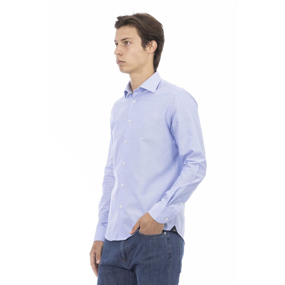 Light Blue Cotton Men Shirt - SEHABRANDS