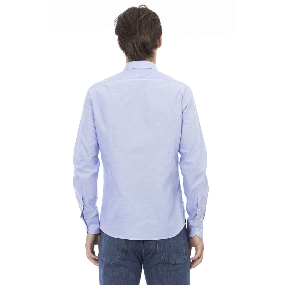 Light Blue Cotton Men Shirt - SEHABRANDS