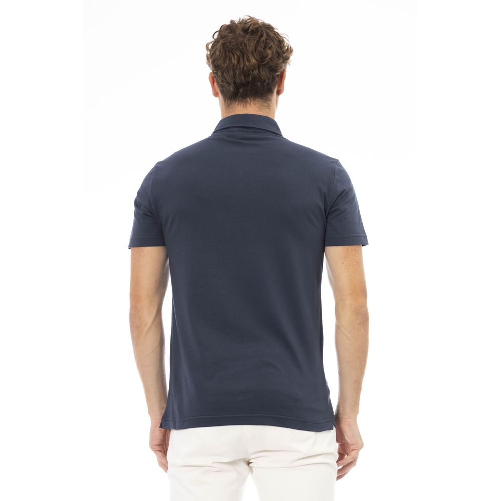 Blue Cotton Men Polo - SEHABRANDS