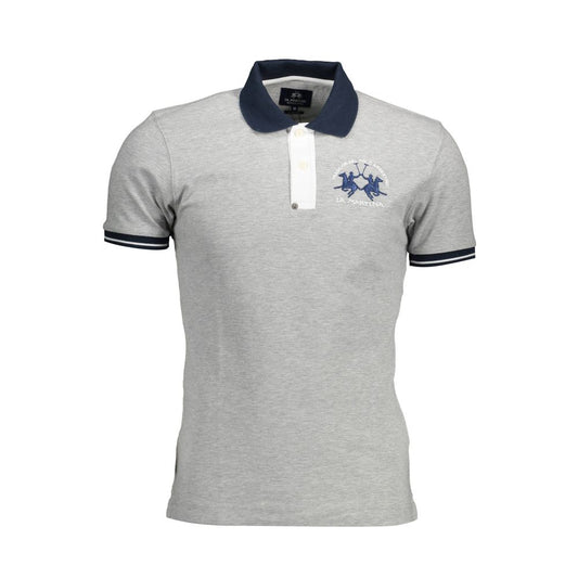 Gray Cotton Men Polo Shirt - SEHABRANDS