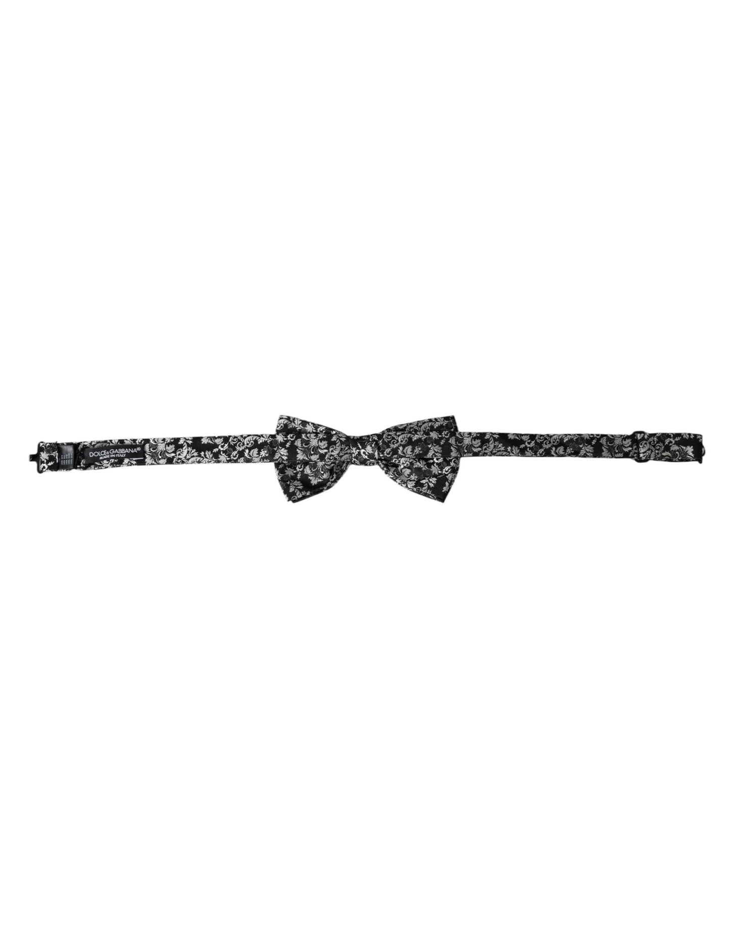 Dolce & Gabbana Black Floral Silk Adjustable Neck Men Bow Tie