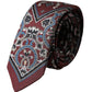 Dolce & Gabbana Bordeaux Printed 100% Silk Adjustable Men Tie