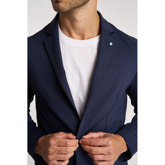 Blue Polyester Jacket - SEHABRANDS