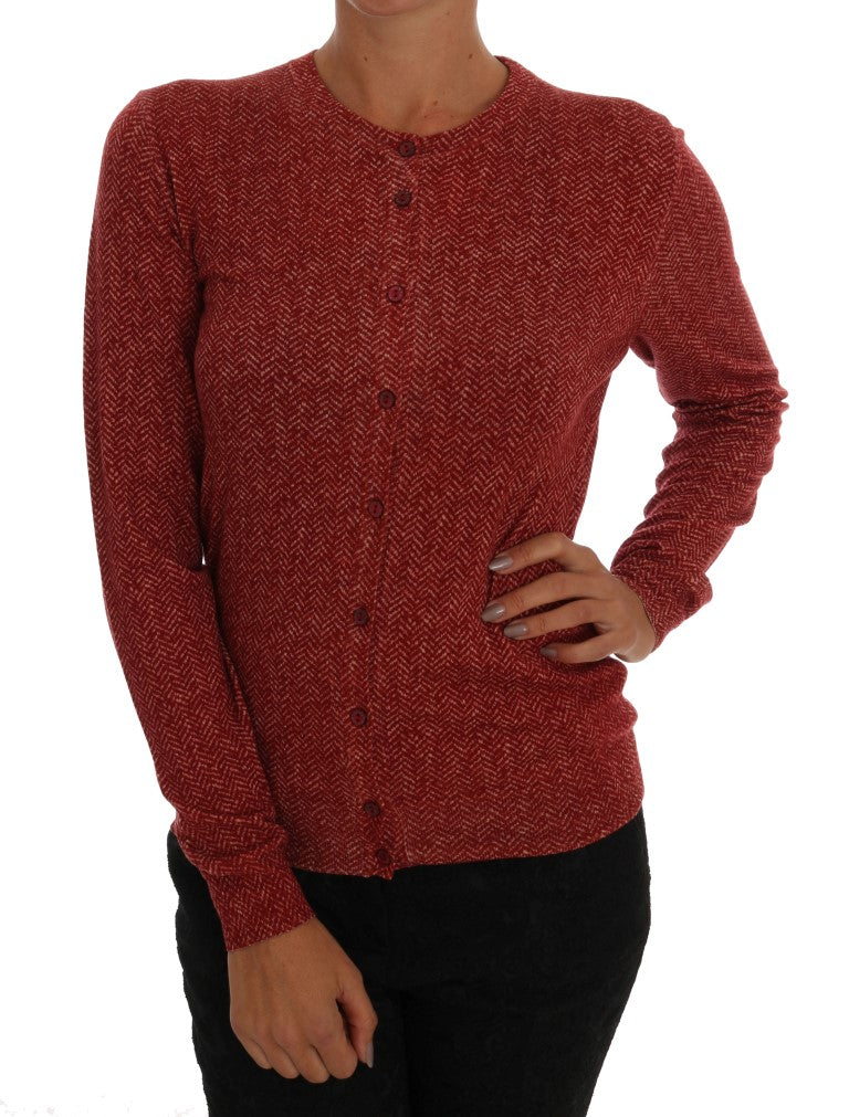 Dolce & Gabbana Red Wool Cardigan Sweater