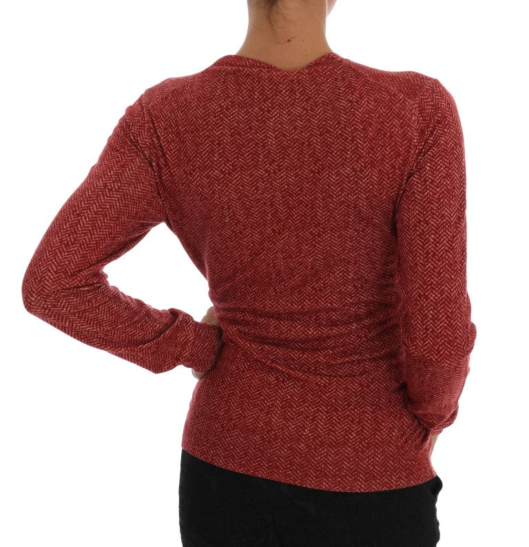 Dolce & Gabbana Red Wool Cardigan Sweater