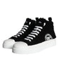 Dolce & Gabbana Black White Fur Logo High Top Sneaker Shoes