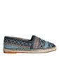 Dolce & Gabbana Blue Gray Woven Leather Buffalo Espadrille Shoes