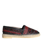 Dolce & Gabbana Black Maroon Woven Leather Buffalo Men Espadrille Shoes