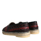 Dolce & Gabbana Black Maroon Woven Leather Buffalo Men Espadrille Shoes