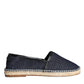 Dolce & Gabbana Blue Denim Cotton Leather Espadrilles Shoes