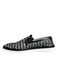 Dolce & Gabbana Black White Weaved Slip On Men Loafers Shoes