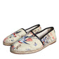 Dolce & Gabbana Beige Floral Canvas Espadrilles Slip On Shoes