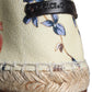 Dolce & Gabbana Beige Floral Canvas Espadrilles Slip On Shoes