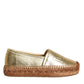 Dolce & Gabbana Gold Leather Loafers Flats Espadrille Shoes