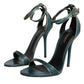 Dolce & Gabbana Dark Green Calf Leather Heels Sandals Shoes