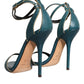 Dolce & Gabbana Dark Green Calf Leather Heels Sandals Shoes