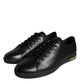 Dolce & Gabbana Black Gold Leather Classic Sneakers Shoes