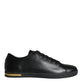 Dolce & Gabbana Black Gold Leather Classic Sneakers Shoes