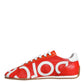 Dolce & Gabbana Red White Leather Logo Casual Sneakers Shoes