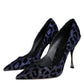 Dolce & Gabbana Dark Blue Leopard Lurex Heels Pumps Shoes