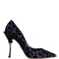 Dolce & Gabbana Dark Blue Leopard Lurex Heels Pumps Shoes