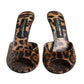 Dolce & Gabbana Brown Leopard Leather Slides Heels Sandals Shoes