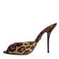 Dolce & Gabbana Brown Leopard Leather Slides Heels Sandals Shoes