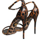 Dolce & Gabbana Brown Leopard Leather Ankle Strap Sandals Shoes