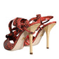 Dolce & Gabbana Coral Exotic Leather Heels Sandals Shoes