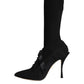 Dolce & Gabbana Black Stiletto Heels Mid Calf Boots Shoes