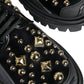 Dolce & Gabbana Black Leather Trekking Derby Embellished Shoes