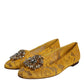 Dolce & Gabbana Mustard Lace Crystal Ballet Flats Loafer Shoes