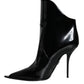 Dolce & Gabbana Black Patent Leather Pointed Ankle Boots Shoes