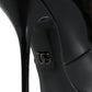 Dolce & Gabbana Black Patent Leather Pointed Ankle Boots Shoes