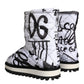 Dolce & Gabbana White Padded Logo Print Mid Calf Boots Shoes