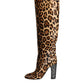 Dolce & Gabbana Beige Black Leopard Knee High Boots Shoes