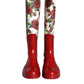 Dolce & Gabbana Red Floral Rubber Knee High Flat Boots Shoes