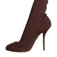 Dolce & Gabbana Brown Stiletto Heels Socks Ankle Boots Shoes