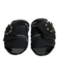 Dolce & Gabbana Black White Crystal Slides Sandals Shoes