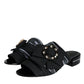 Dolce & Gabbana Black White Crystal Slides Sandals Shoes