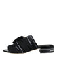 Dolce & Gabbana Black White Crystal Slides Sandals Shoes