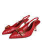 Dolce & Gabbana Red Devotion Leather Heels Slingback Shoes