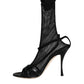 Dolce & Gabbana Black Mesh Stiletto Heels Sandals Shoes