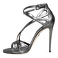 Dolce & Gabbana Silver Keira Leather Heels Sandals Shoes