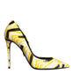 Dolce & Gabbana Multicolor Stripes Leather High Heels Pumps Shoes